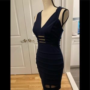 Navy plunge dress